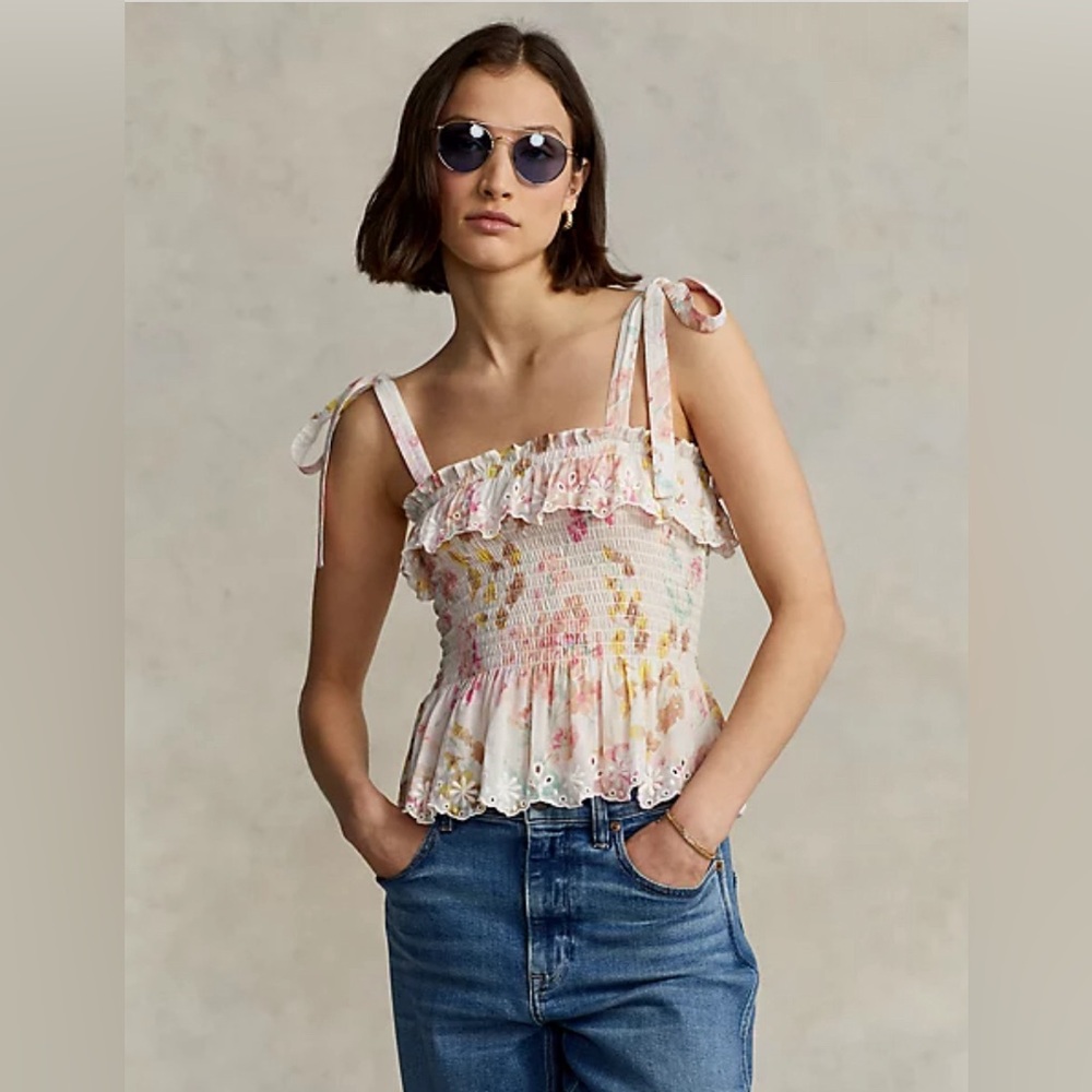 Floral Ruffled Peplum Tank Top